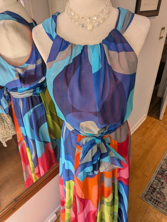 Soft Surroundings Blue Multicolor Halter Maxi Dress - Picture 4 of 10